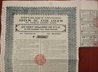 China 1928 Republique Chinoise Bon Or Gold   100 Dollars Coupons Bond Loan Share