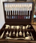 Reed   Barton Silver Majesty Silverplate Service For 12 - 65 Pc W Wood Chest