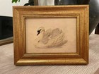 Framed Vintage Swan Print Minimalist Cottage Farmhouse Swan Art Print