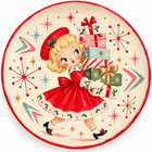 Shopping Girl Vintage Holt Howard Inspired 1950s Christmas Plate 50s Pixie Xmas