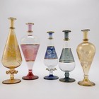 Vintage Egyptian Art Glass Perfume Bottle Bud Vases Lot Of 5 Assorted Nwot