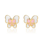 14k Solid Yellow Gold Butterfly Stud Earrings