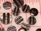 25 Medium Vintage Button Pearlized Grey Black Plastic Raised Lines 7 8  Italy