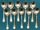 10-pc Set 1916 Heraldic Silverplated 5  Bouillon Spoons 1847 Rogers Bros