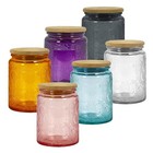 8 Oz Decorative Glass Jars With Bamboo Lids  Multi-color 6 Pack 6 Colors - 6pc