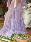 Vtg Silky Purple Sheer Layers Bell Sweep Negligee Nightgown Sissy  48 Osfm