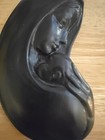 Vtg Owen Irish Turf Craft Mary Holding Jesus Plaque Black Made In Ireland