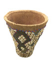 Vintage African Cowrie Shell Basket   Large In Size