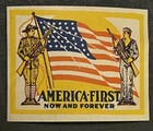 Travelstamps  Us Matchbox Label - America First  Now And Forever - Military flag