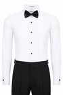 Berlioni Italy Men s White Dress Shirt Tuxedo Formal Laydown Collar   Bow Tie