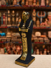 Golden Leaf Black Ushabti Statue Of Falcon Horus Ancient Egyptian Art