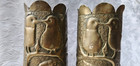 Pair Of Antique British Ww1 Shell Trench Art  1916 Vases Birds trees
