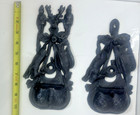 Antique Cast Iron Hanging Match Safe Holder Pair Vintage Victorian Hunting Stag