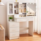 White Dressing Table Set Large Make Up Desk Vanity With Led Mirror And 6 Drawers
