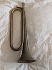 Vintage Brass Copper Bugle Horn 15  Removable Mouthpiece Chain Patina