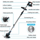 24v Cordless Weed Eater Electric Brush Cutter Lawn Edger Grass String Trimmer