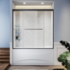 58 5-60  Sliding Shower Tub Door Semi-frameless Black 1 4  Clear Tempered Glass