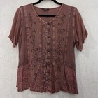 Magic Mineral Wash Embroidered Boho Patchwork 2-pc Skirt Maxi Set M Rust Red Euc