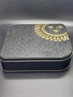 Vintage Celestial Sun Black And Gold Trapezoid Tin Embossed Textured