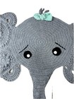 Handmade Crochet Knit Elephant Rug For Nursery Baby Kids Room Mint Bow 67   x 47   