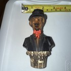 German Hand Carved Bottle Stopper  drink Pourer Folk Art Man W red Bow Tie Hat