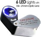 10x21mm Uv led Triplet Illuminated Loupe-dual Light  white   Uv  Magnifier Usa
