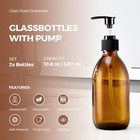 10 Oz Small Amber Glass Soap Dispenser With Pump  Glass Pump Bottle For Lotion