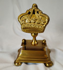 Vintage Brass Crown Shape Rare Hinged Paper Clip Placecard Note Holder Pedestal