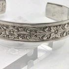 Lunt Vintage Art Nouveau Antique Style Sterling Silver Floral Cuff Bracelet 7 
