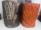 Vintage Pair Large Hand Carved Wood Tiki Totem Heads Polynesian Bar Decor 20   