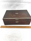 Antique Sewing Box Fitted Inside  Mirror Compartments Pin Cushion Original 1800