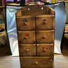 Vintage Wood Wooden Wall Cabinet 7 Drawer Sewing Notions Tiny Cabinet  Japan