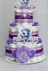 3 Tier  Purple Dragon Diaper Cake Baby Shower Girl