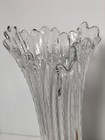13  Beaded Swung Glass Vase Clear Eapg Ruffled Scallop Edge Pinched