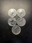 1989 Canadian Silver Maple Leaf Elizabeth Ii 5 Dollar Coin  1oz Argent Pure 5pc 