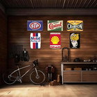 Vintage Metal Tin Signs Set Of 6  Retro Garage Signs   Oil   Gas Station Wall De