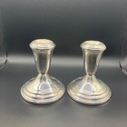 Weighted Sterling Silver Candlesticks Short Approx 4  Vintage - 277g Each