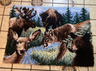 Vintage Animals Latch Hook Rug Wall Art 28x39 Forest Wild Life Complete