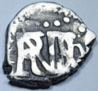 1747-1749 L-v Spanish Peru 1 2 Reales Genuine Antique Colonial Pirate Cob Coin