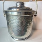 Vintage Made In Italy Hammered Aluminum Ice Bucket  Double Walled  Large