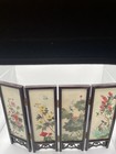Two Sided Vintage Miniature Chinese 4 Panel 12   x9    Geisha  Floral Folding Screen