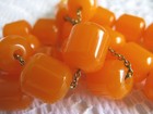 Islamic Vtg Prayer Beads Butterscotch Lucite Acrylic 22 Beads Gold-tone Chain