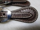 New Blackhoof Leather Basket Tooled Rawhide Weaving Dark Brown  Spur Straps