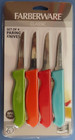 Farberware 3  Paring Knife Set 4 Pc Plastic stainless Steel Kitchen  5215732 New