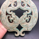Old Chinese Han Dynasty Turquoise Carved Dragon Phoenix Fengshui Yubi  463