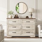 6 Drawer Dresser Farmhouse Wooden Double Dresser Chest Of Drawers For Bedroom