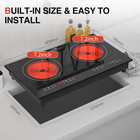 24  Electric Cooktop  2200w Creamic Stove 2 Burners  Built-in Hot Plate 110v