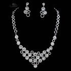 Women Clear Crystal Necklace Earrings Jewelry Set Silver Tone Prom Wedding 10040