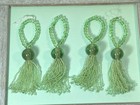 Four Light Green Glass Tassels For Decor Or Jewelry Making Craft - Appr 6    Each
