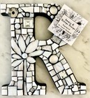 Black   White Monogram    r    Mosaic Wall  Art  Flower  Embellished handmade 8   